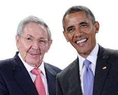 President Raul Castro greets President Obama in Havana